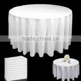 White 120" Round Tablecloth 100% Spun Polyester Fabric