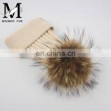 Top Quality Big Fur Pom Pom Kids Hats Raccoon Fur Balls Baby Knitted Hat thumbnail-5