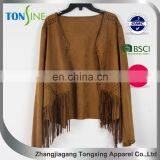 Long Sleeve Suede Fringed Jacket thumbnail-2