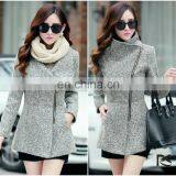 Fashionable Elegant Light Grey Woolen Winter Coat for Woman thumbnail-1