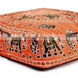 Elephant Mandala Floor Pillow Cover Meditation Pillow Case Cotton Square Cushion Cover Ottoman Pouf 35*35" Dog Bed Cover