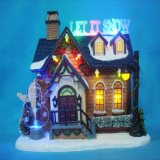 Christmas Decoration 10'' Plastic Church House With Led thumbnail-3