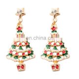 New design fancy colorful enamel christmas tree earrings