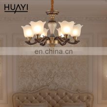 HUAYI New Product Luxury Kiln Ceramics Glass Cover Drawing Room Restaurant Modern LED Hanging Chandelier