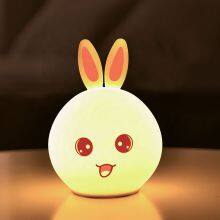 Touch Sensor Colorful Rabbit LED Night Light Remote Control USB Rechargeable Cartoon Silicone Bunny Lamp for Children Kids Baby thumbnail-4