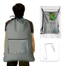 Washable Laundry Bag Backpack With Zipper Pocket, Heavy Duty Clothes Bag, 2 Strong Adjustable Shoulder Straps With Drawstring Closure for Travel, Camping or College