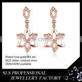 2015 Fashiondubai Latest Design 925 Stering Silver Rose Gold Plated Beautiful Flower Jewelry Set thumbnail-3