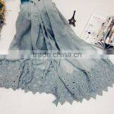 Wholesale Fashion Classic High Quality Plain Cotton Linen Ladies Muslim Embroidery Scarf