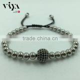2016 Latest Fashion Beaded Wrap Bracelet With Ajustable Cord Black Beads Bracelet thumbnail-6
