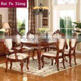 British rustic solid wood dining table with chenille fabric chairs AA-239