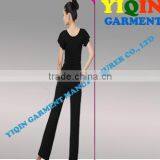 High Quality Gym Wear Lotus Leaf Short Sleeve Sexy Ladies Gym Wear Yoga Wear thumbnail-2