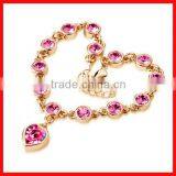 Wholesale 2013 New Arrival Fashoin Hot Pink Heart Crystal Bracelet