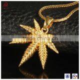 ATHENAA Couple Leaf Pendant 18k Gold Plated Yiwu Jewelry Factory Hip Hop Pendant thumbnail-3