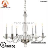 King George 6 Light Chandelier in Crystal with Polished Silver