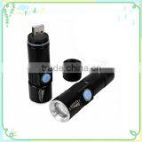 LED Zoom Aluminum Alloy Flashlight Torch Lamp 3 Modes Rechargeable USB Camping Flashlight thumbnail-1