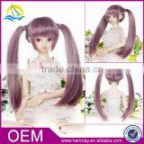 High quality safe tested japanese purple long straight pretty doll wig