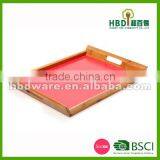 3 Pcs Set Bamboo Food Serving Tray With Red Color Base thumbnail-3