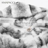 Regular Length Winter Women Black Cross Mink Fur Coat With Hat thumbnail-3