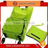 Green Shopping Cart Compact Tote Grocery Bag 2 Wheels Trolley For Storage thumbnail-1