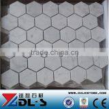 Big Hexagon Bianco White Carrara Marble Mosaic Tile 12x12 thumbnail-1