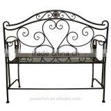 Garden Heart-Shaped 2 Seater Wrought Iron Bench White and Black thumbnail-3