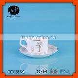 Saucer Cup Set,Ceramic Silver Rim Tea Cup and Saucer With Silver Decal thumbnail-1