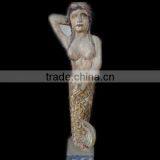 Hand Made Wooden Carving Mermaid,Antique Wooden Statues,Religious Sculptures thumbnail-1