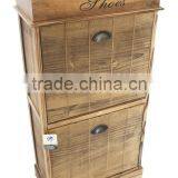 Shabby Chic Wooden Shoe Cabinet in Brown Home Furniture Nautical Style Storage Unit thumbnail-1