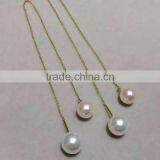AAA 8.5-9mm White Color Akoya Pearl With 14k Yellow Gold Chain Necklace thumbnail-2