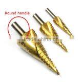 3pcs/set HSS Step Drill Bit Set Metric Spiral Flute Core Drill Bit Titanium Coated Cone Step Drill Bit Set Hole Cutter Round thumbnail-2