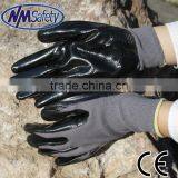 NMSAFETY 13gauge Grey Nylon Coated Black Nitrile Coated on Palm Gloves thumbnail-1