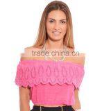 Off Shoulder Custom Crop Tops Wholesale Cheap thumbnail-1