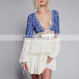 New Fashion Designer One Piece Wedding Party Mini Dress Deep V Beaded Embroidery Dress HSD7859 thumbnail-2