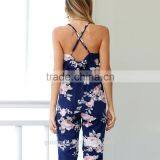 Women's Deep V Neck Floral Print Jumpsuits Chiffon Bodycon Playsuits Sexy Ladies Rompers thumbnail-5