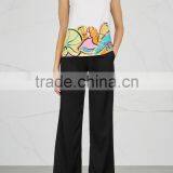Wholesale Women Apparel Elasticated Drawstrint Waist Black Satin Trousers(DQE0354P) thumbnail-3