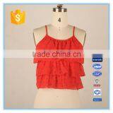 Spaghetti Latest Design Girls Crop Top With 3 Layers Ruffles thumbnail-1