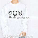 Ladies Crew Neck Cute Panda Print White Sweatshirt thumbnail-4