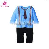 Gentlemen Boys False Two Pieces Straps Long Sleeve Bodysuit Cute Rompers Baby Boys Suit thumbnail-3