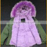 Myfur Lavender Color Dyed Raccoon Fur Hooded Ladies Parka With Fur Lining thumbnail-2