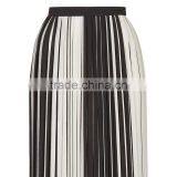 2017 OEM Spring Retro Monochrome Stripe Pleated Midi Skirt thumbnail-5
