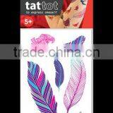 mini Adult Color Temporary Tattoo Feather OEM water transfer printing sticker