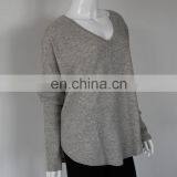 100%Cashmere Deep Vee Neck Pullover Knit Ladies Sweater thumbnail-4