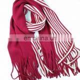 Stripe Woolen Shawl Lovers Tassel Winter Imitation Cashmere Knitted Vertical Thick Scarves thumbnail-5
