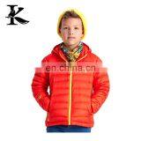 Winter comfortable 20D nylon ultralight kid down jacket with hood