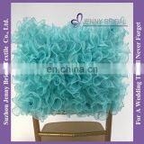 C005S Organza Turquoise Square Top Half Back Chair Covers thumbnail-1