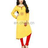 Yellow Color Stylish Casual Office Wear Stitched Georgette Kurtis 2017 thumbnail-1