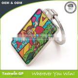 Factory Supply CMYK Printed With Epoxy Metal Keychain thumbnail-4