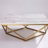 Mid Century Marble + Stainless Steel Gold Coffee Table