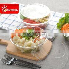 Extra large 900ml disposable PET plastic salad bowl with lid