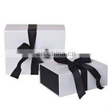 white  cardboard paper chocolate gift packaging box with black Ribbon